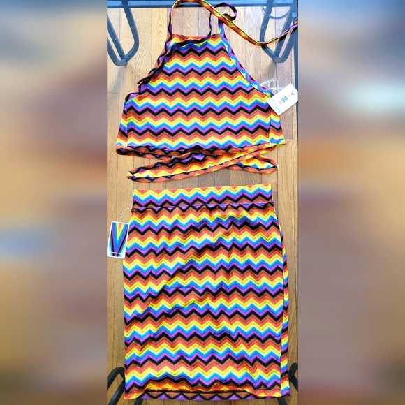 Pride Machine Target Dresses & Skirts - NWT Rainbow 🌈 halter crop with matching skirt.